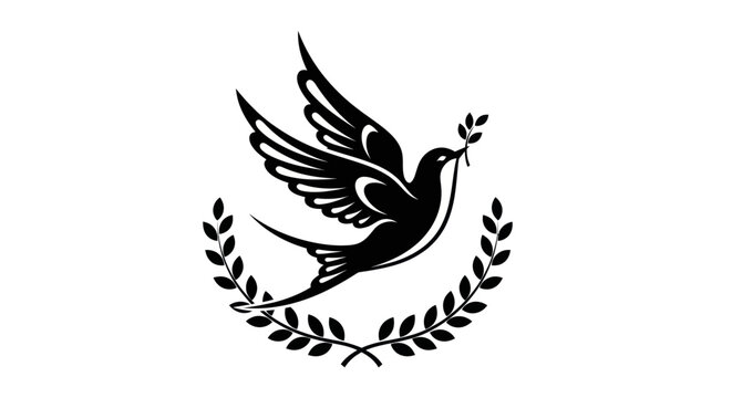 Flying dove with olive branch vector