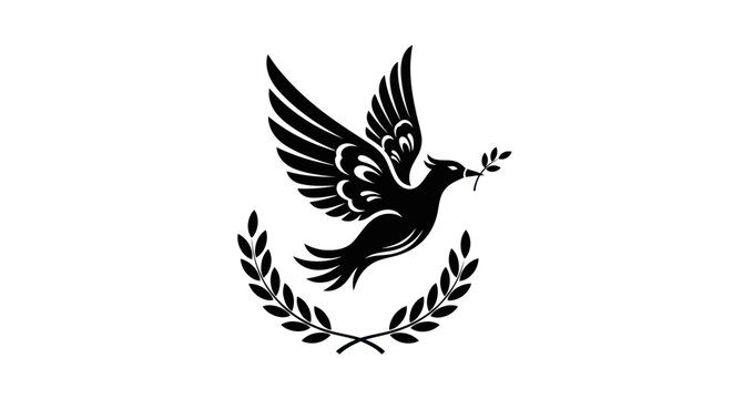 Flying dove with olive branch vector