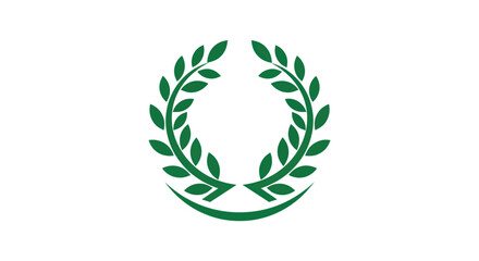 Green laurel wreath symbol isolated on white