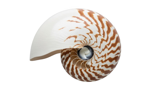 Nautilus Shell Spiral with Brown Stripes
