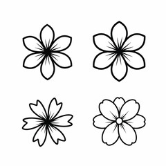 Fototapeta premium Four Simple Flower Icons