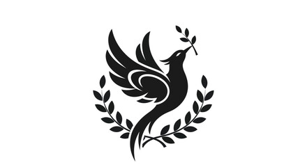 Obraz premium Soaring bird with olive branch symbol
