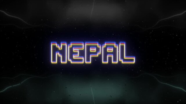 Nepal Neon text with retro background