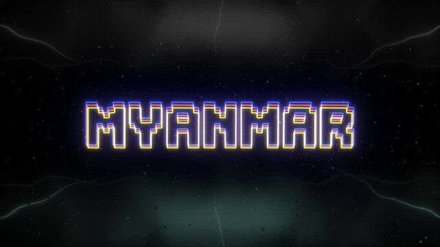 Myanmar Neon text with retro background