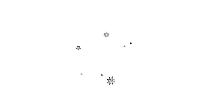 Libra Constellation Formation Animation. Zodiac Star Pattern. Astronomy Background Motion. Seamless loop segments between 03:20&ndash;05:00 without lines and 07:20&ndash;09:00 with lines.