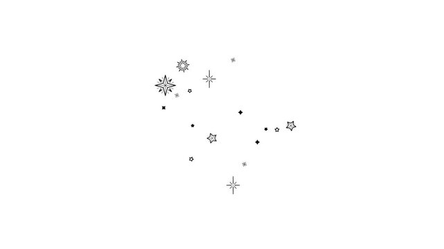 Gemini Constellation Formation Animation. Zodiac Star Pattern. Astronomy Background Motion. Seamless loop segments between 03:20&ndash;05:00 without lines and 07:20&ndash;09:00 with lines.