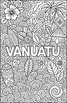 Vanuatu hand drawn vector illustration doodle art line art coloring page for kids