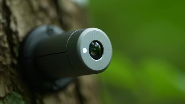 Wildlife Camera: A discreet wildlife camera is mounted on a tree, ready to capture the hidden wonders of the forest. The camera's lens offers a glimpse into the unseen, showcasing nature's beauty