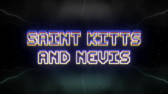 Saint Kitts and Nevis Neon text with retro background