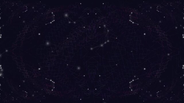 Night sky with constellations and stars visible in the darkness.
