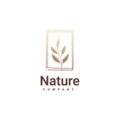 Obraz premium Nature company logo with leaf and frame