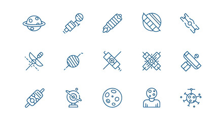 Space icons set planets and satellites © Ganesha