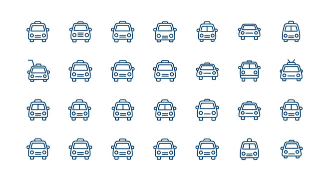 Taxi cab icon set transportation symbols