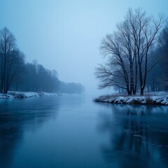 Frosty Riverbank in Winter