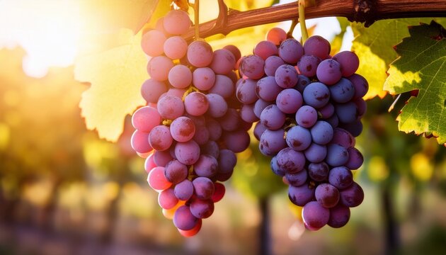 a cluster of ripe juicy grapes a natural sweet treat hanging in its vine ready to be enjoyed