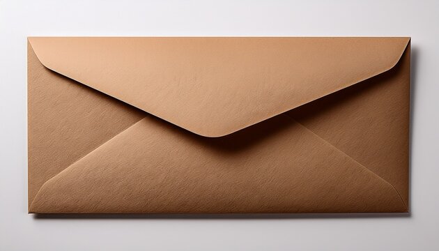 simple brown kraft paper envelope for sending mail or letters on white background