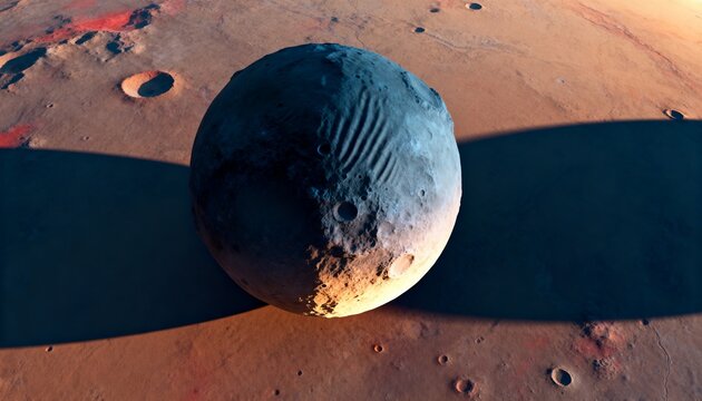 Mars moon Phobos in orbit around the planet