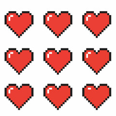 Fototapeta premium Pixel Art Heart Pattern