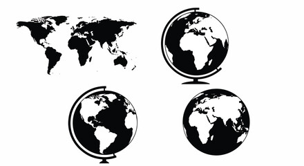 Obraz premium Set of Black and White Globes
