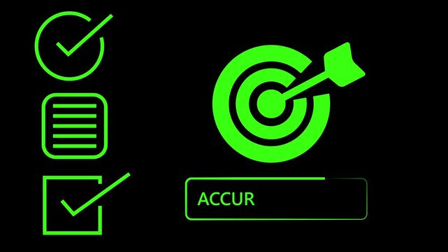  checklist with two completed tasks and one pending alongside a target with an arrow in the bullseye and the word.