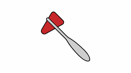 Red and Silver Reflex Hammer Medical Diagnostic Tool Isolated on White Background