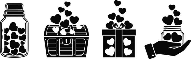 Flat vector silhouettes of diverse trucks including crane and cargo icons © Sohel