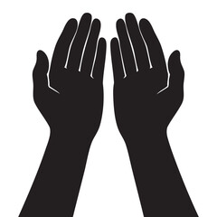Obraz premium Silhouette of Muslim hands raised in prayer doing Dua