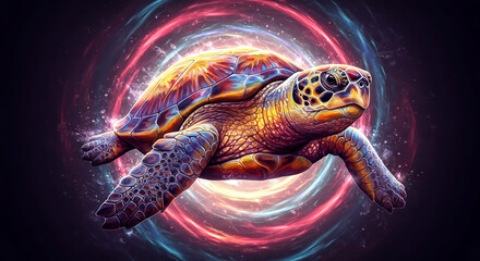 Obraz premium Cosmic Sea Turtle Illustration