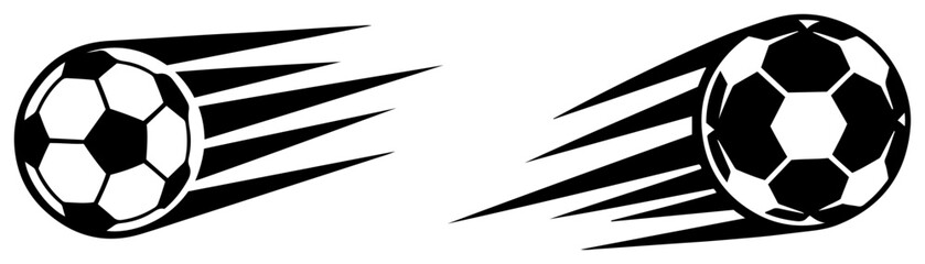 Vector set of two fast moving soccer balls with motion trails © Camel