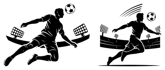 Dynamic silhouettes of soccer players in action at the stadium © Camel