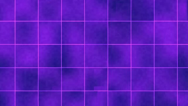 A seamless animation of a glowing pink grid over an abstract purple and blue background.