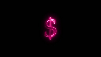 Obraz premium Neon pink glowing dollar sign symbol on dark Generate title without using the word 