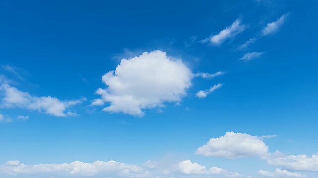 A beautiful, peaceful blue sky filled with fluffy white cumulus clouds