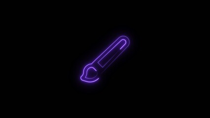 Obraz premium Neon purple thermometer with bulb end glowing brightly on dark Generate title without using the word 
