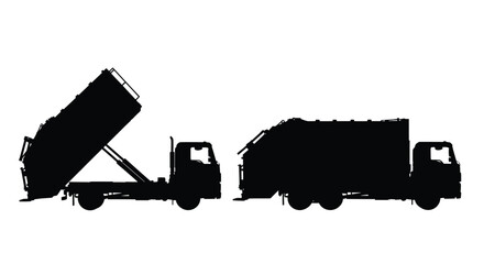 Heavy duty dump truck in profile stark black silhouette © MdGolam