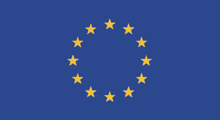 European Union flag vector illustration. Twelve golden stars on a blue background, symbol of unity.