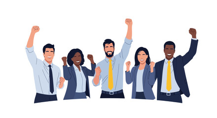 Diverse business team celebrating success together.