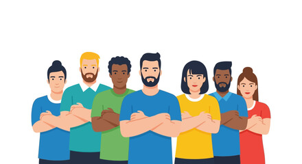 Obraz premium Diverse group of people standing together united.