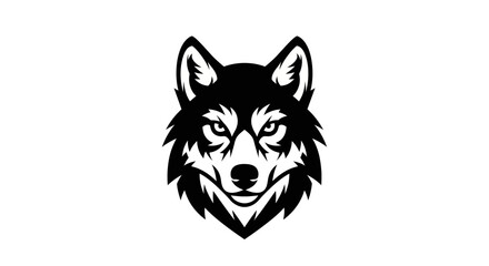 Fototapeta premium Black and white wolf head illustration