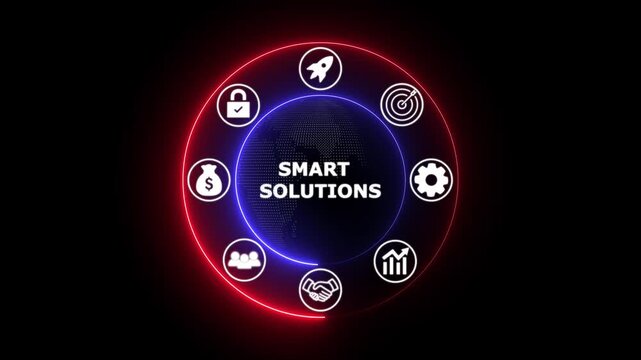 Smart solutions digital innovation hub glowing icons futuristic technology business concept