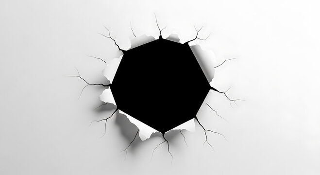 Soccer ball breaking through torn paper hole with grunge art design