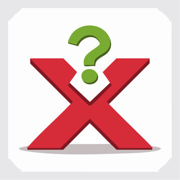 Wrong Answer Icon Cross Mark with Question Symbol Minimal UI Design