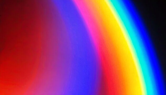 Fundo abstrato vibrante com espectro de luz em arco-&iacute;ris de cores intensas sobre fundo escuro.