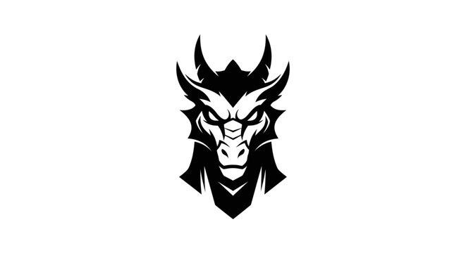 Dragon head silhouette icon on white