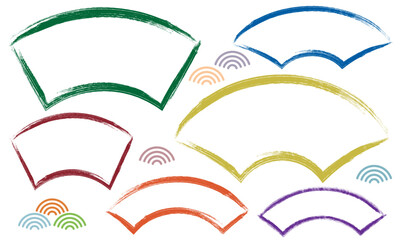 扇形の筆タッチライン和風フレームセット