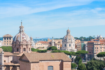 Fototapeta premium Rome Historic Skyline with Domed Churches and Ancient Architecture, Italy