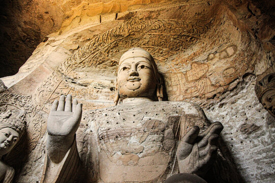 Yungang Grottoes Buddhist Stone Statue, Datong Shanxi China