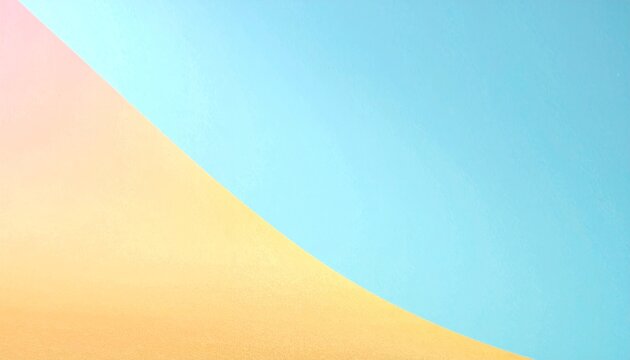 Arri&egrave;re-plan abstrait minimaliste avec une courbe diagonale s&eacute;parant des tons bleu clair et jaune orang&eacute; pour un design moderne et &eacute;pur&eacute;.