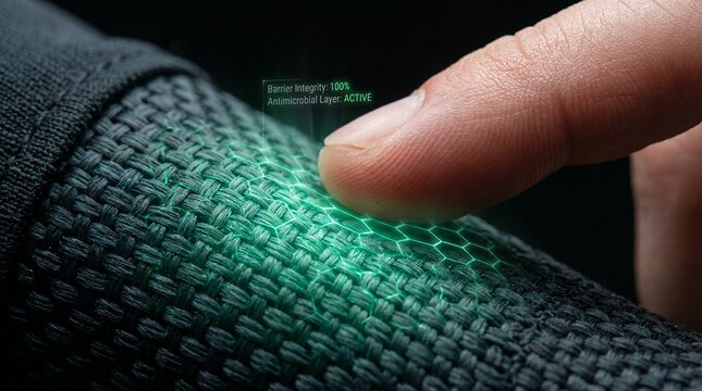 Close Up of Smart Fabric Sensor Monitoring Protective Barrier Integrity