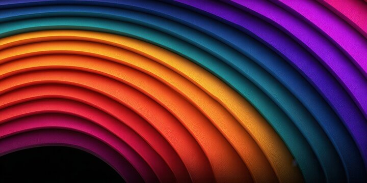 Fundo abstrato de arco-&iacute;ris com ondas conc&ecirc;ntricas coloridas em gradiente vibrante e efeito 3D.